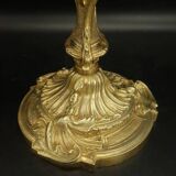 Large Rocaille / Rococo / Louis XV style candlestick lamp from the 19th century - bronze