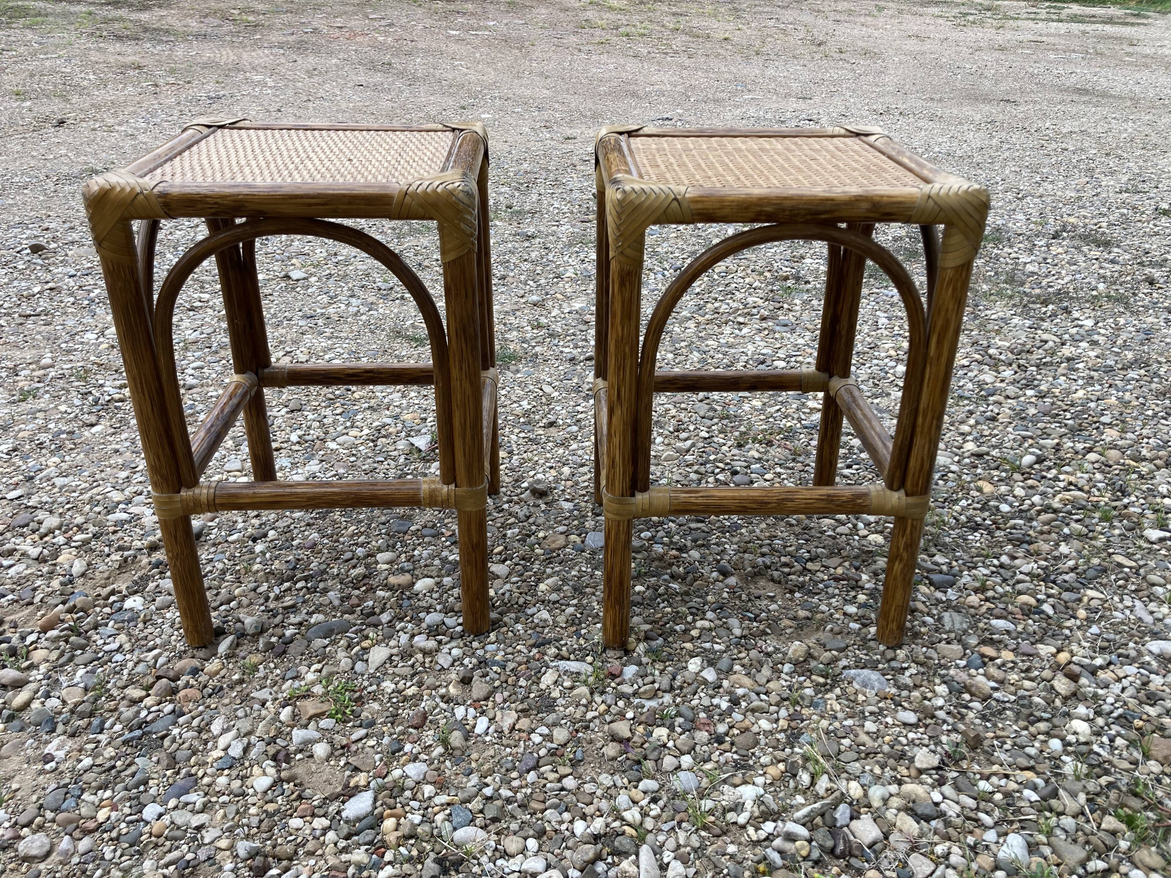Pair of rattan stools