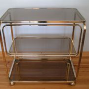 Service on wheels in gold brass and sunglasses - signed