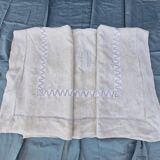Old linen sheet with return - EP monogram & large handmade openwork - 2