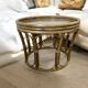 Vintage round side table/coffee table in rattan and wicker