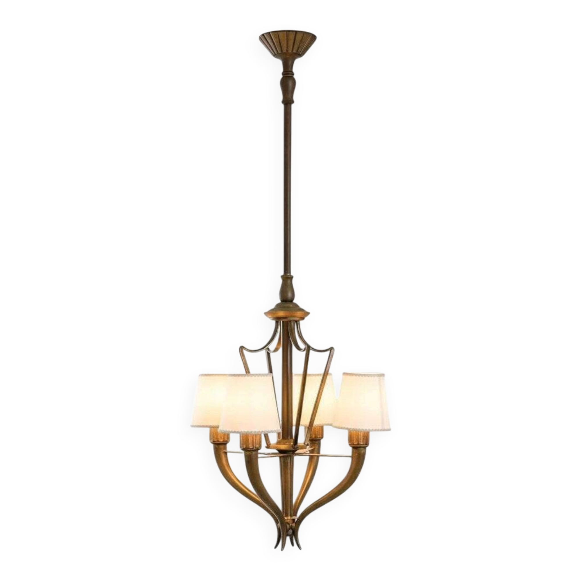 Art Deco Bronze Chandelier attributed to Emilio Lancia for Italo Carlotti, Italy, 1930s