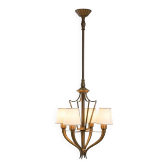 Art Deco Bronze Chandelier attributed to Emilio Lancia for Italo Carlotti, Italy, 1930s
