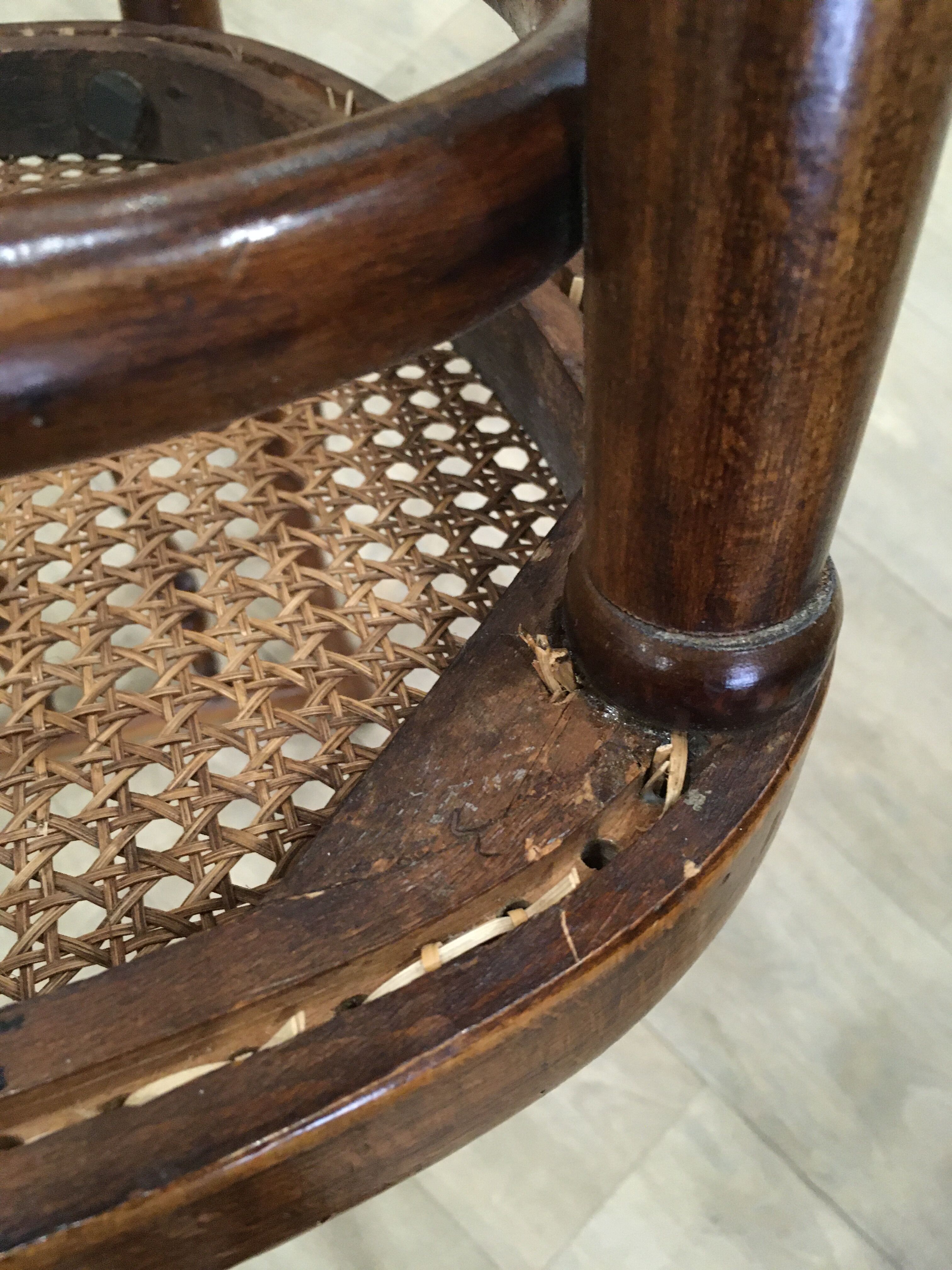 4 old wooden bistro chairs