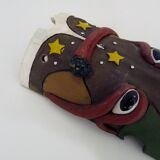 Masque mural vintage art populaire brésilien de MOURA en argile