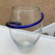 Contemporary vase in blown transparent glass & cobalt blue thread.