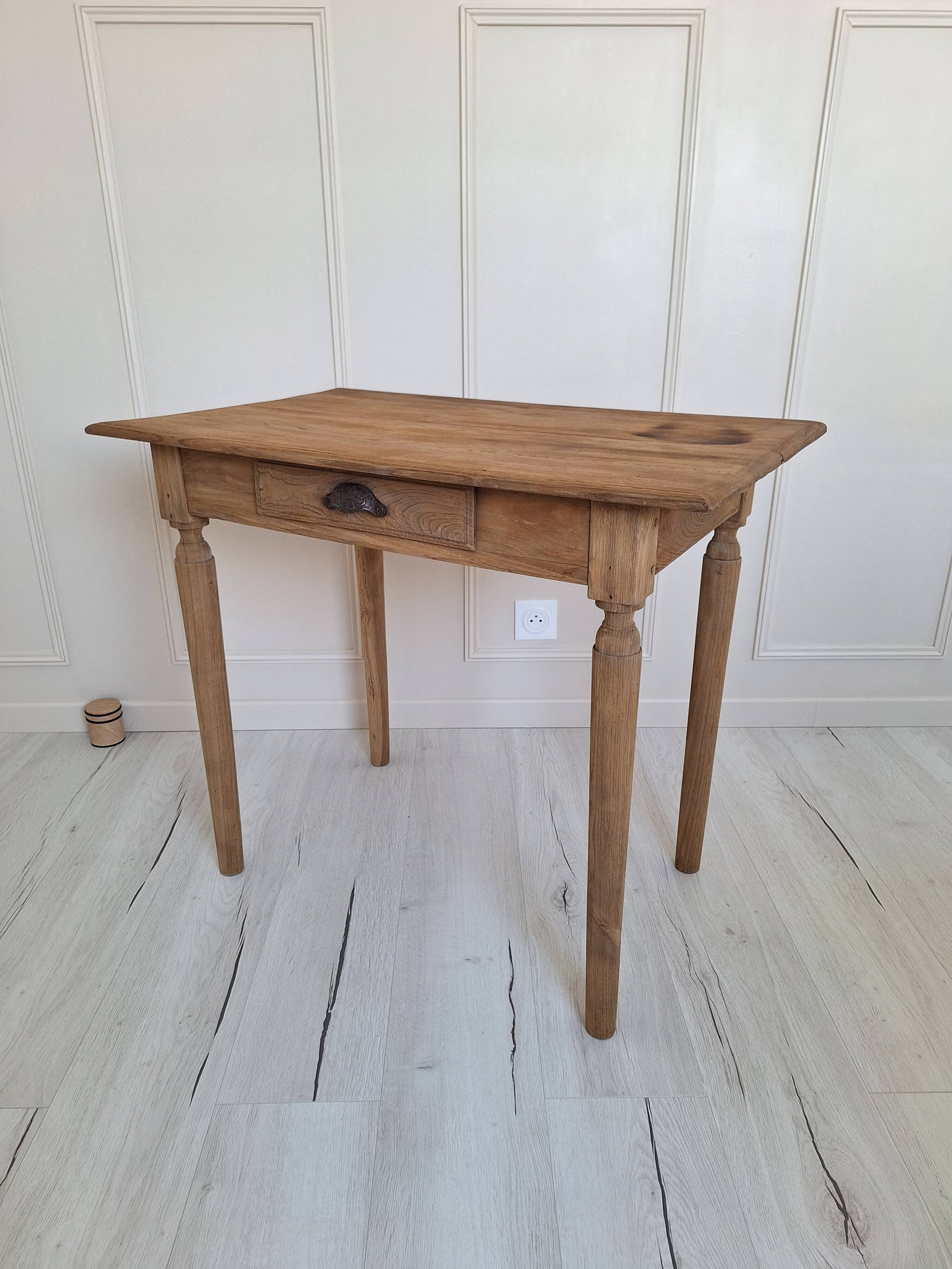 Bureau / Table d'appoint de ferme en chêne massif – Style campagne chic