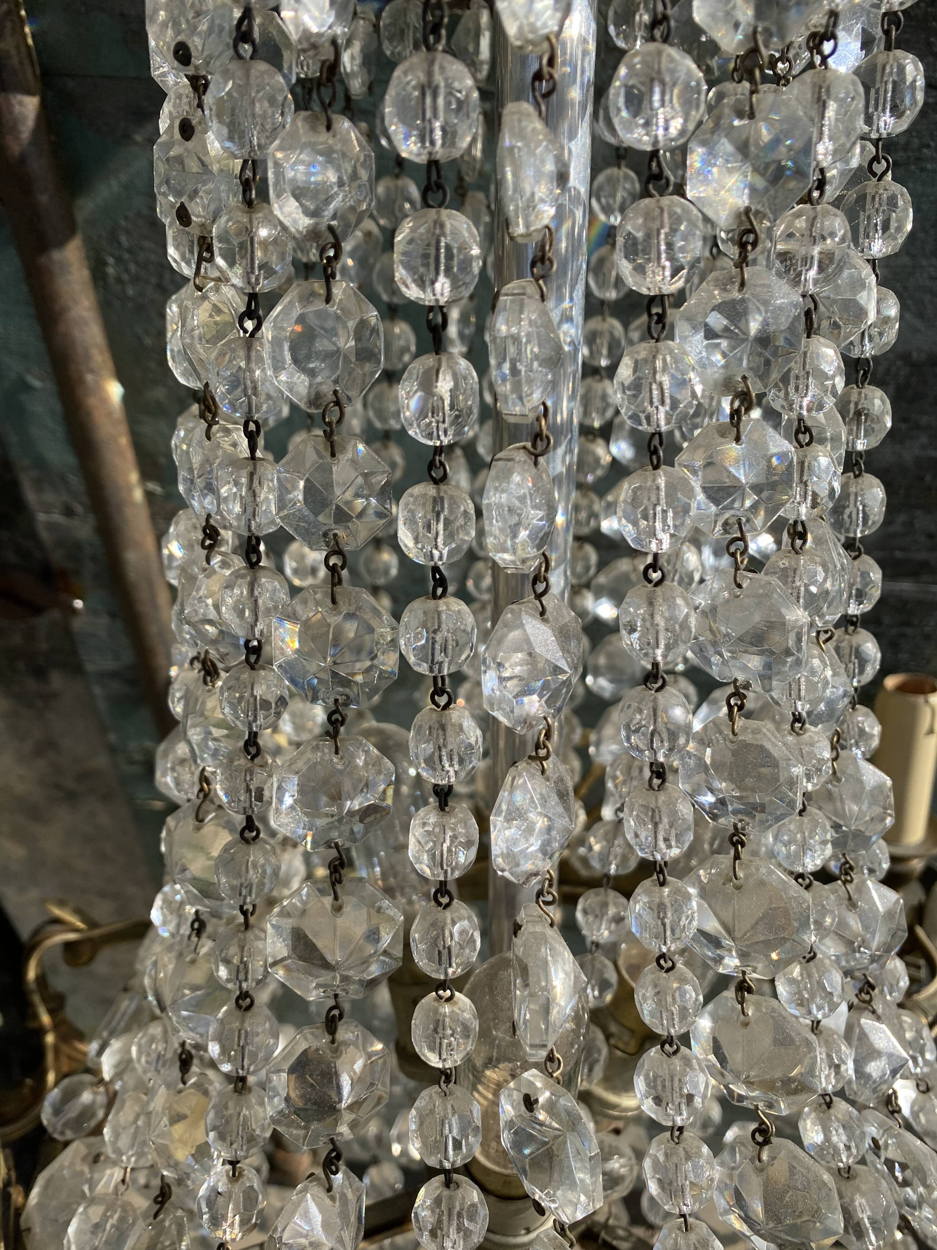 Bronze and crystal hot air balloon chandelier