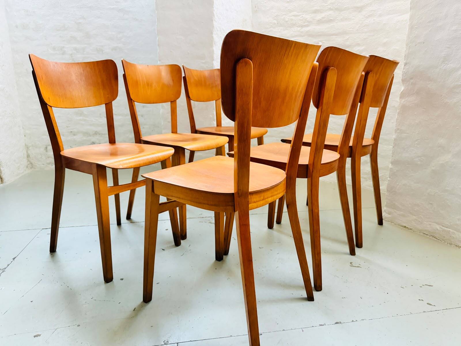 Thonet wooden chairs, 1960s – set of 20