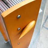 Postmodern CD storage unit in wood, metal, and plastic by Ezech, 1980s.