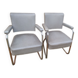 2 vintage skaï office armchairs