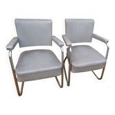2 vintage skaï office armchairs