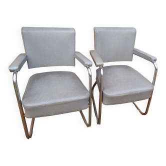 2 vintage skaï office armchairs