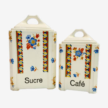 2 pots à épices sucre et café -modèle dimitri- tchecoslovaquie - retro-vintage -cuisine