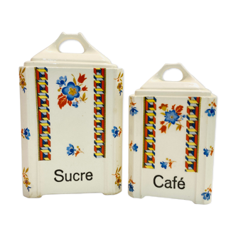 2 pots à épices sucre et café -modèle dimitri- tchecoslovaquie - retro-vintage -cuisine