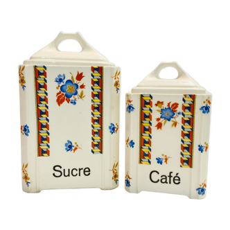 2 spice jars sugar and coffee -model dimitri- czechoslovakia - retro-vintage -kitchen