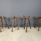 Mid century brutalist bar stools - set of 8, 1960s