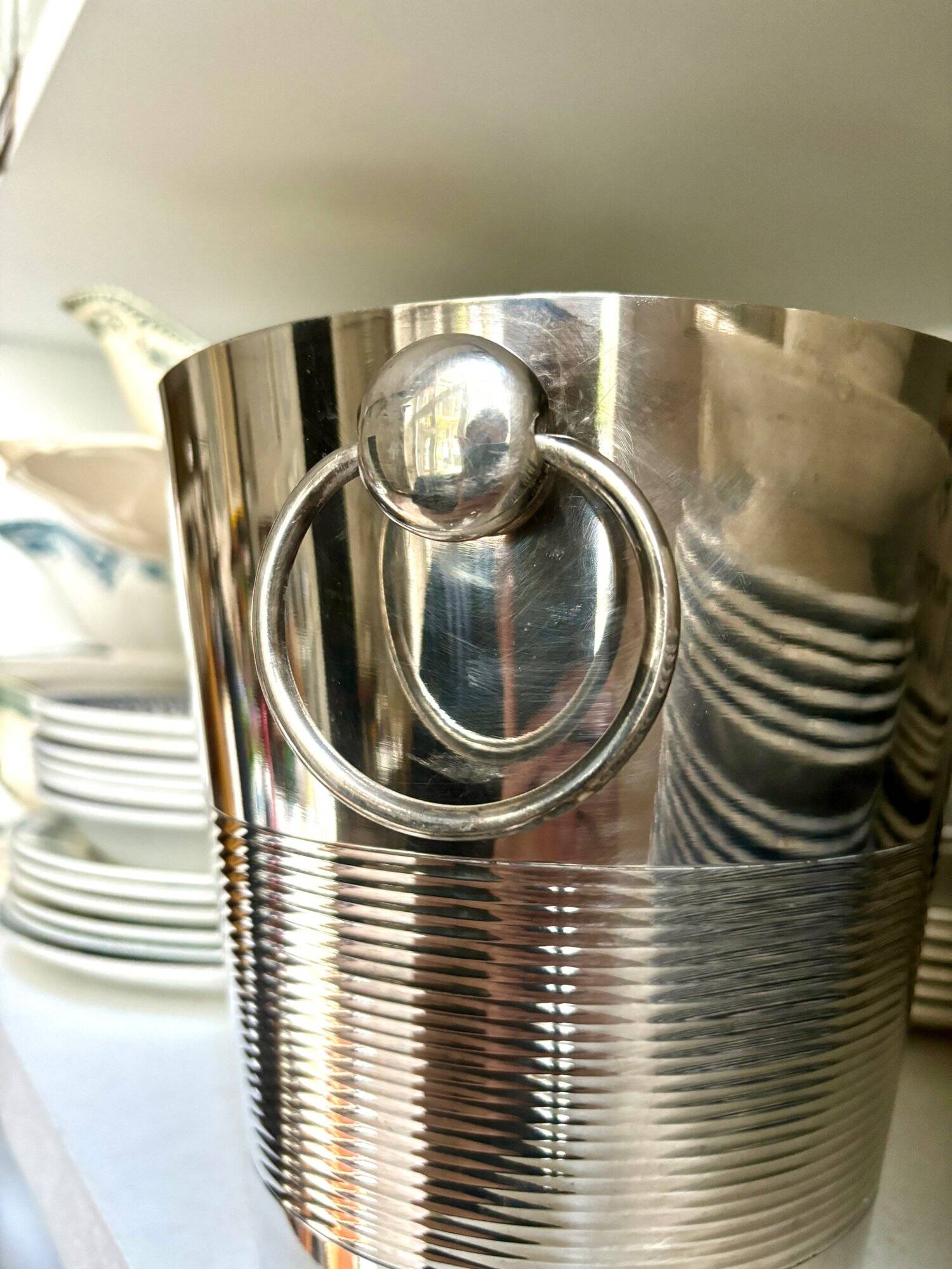 Silver metal champagne bucket