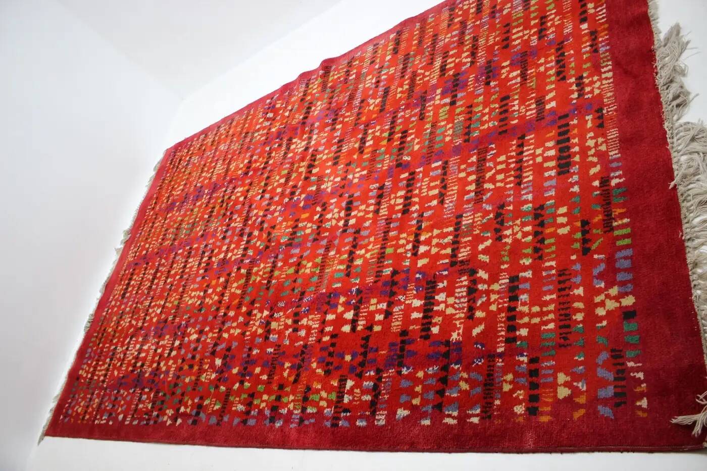 Rare big beautiful abstract design wool hand-made carpet / rug, 1950s