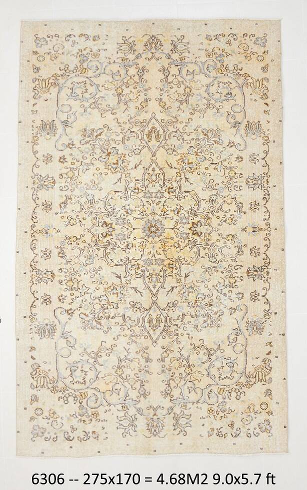 6x9 Vintage Soft Beige Famhouse Decor Turkish Vintage Rug, 170x275 Cm
