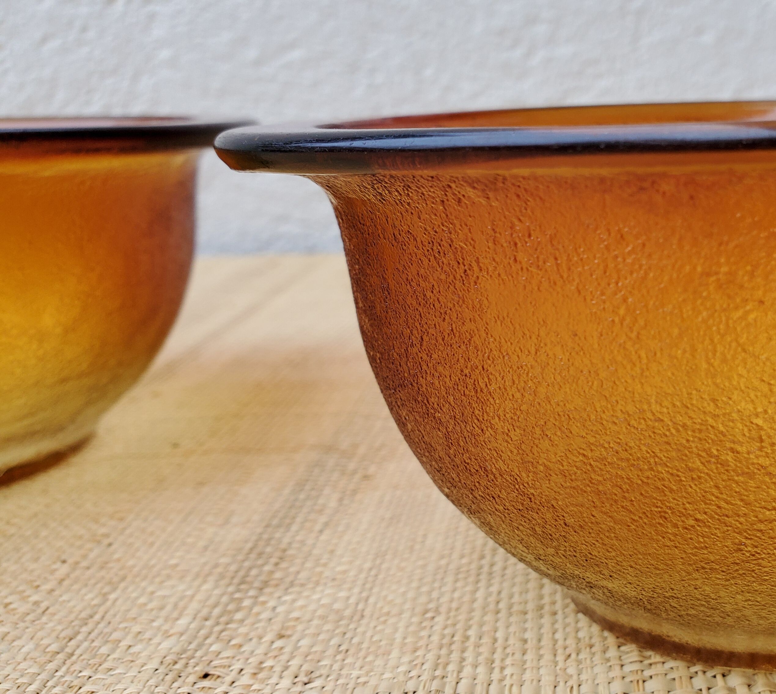 Duo of amber bowls