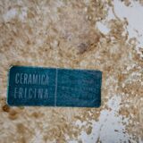 Italian vase from the 70s, in a delicate pink color with floral decoration.