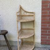 Vintage rattan corner shelf