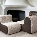 Pair of reupholstered vintage armchairs