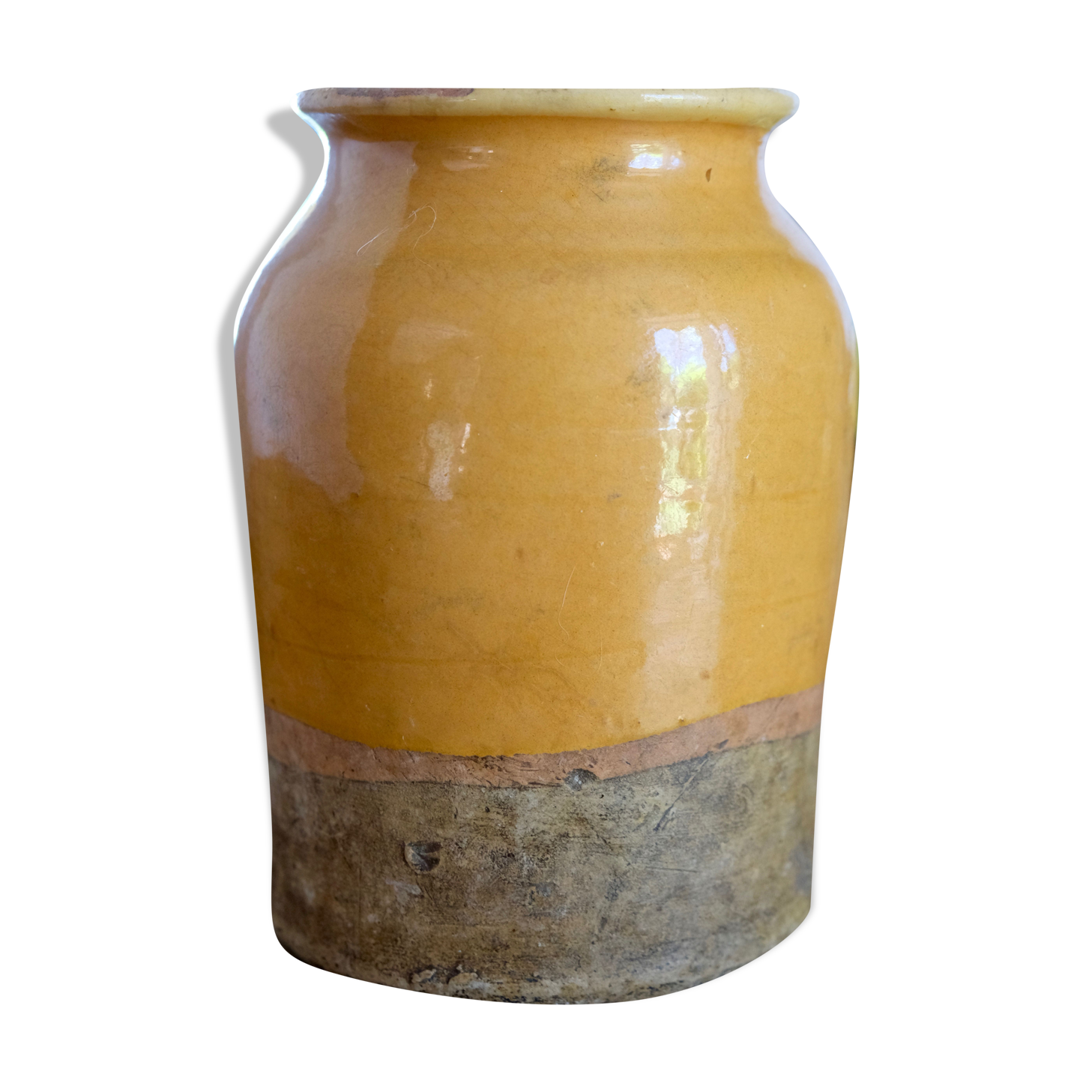 Antique yellow glazed grease pot 19th