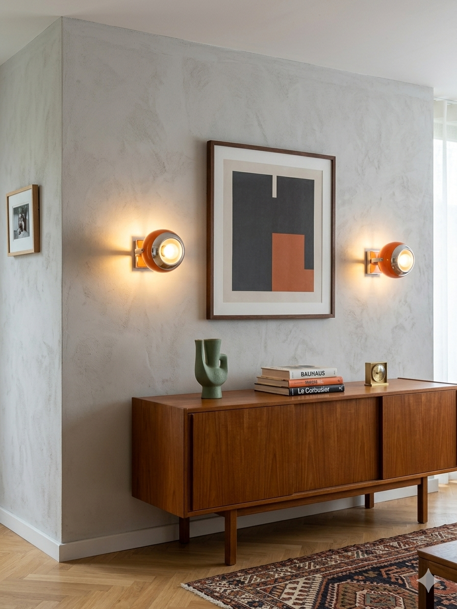 Pair of vintage 70s eyeball wall lights.