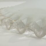 Vintage lampshade in white opaline glass with a transparent serrated edge – Globe