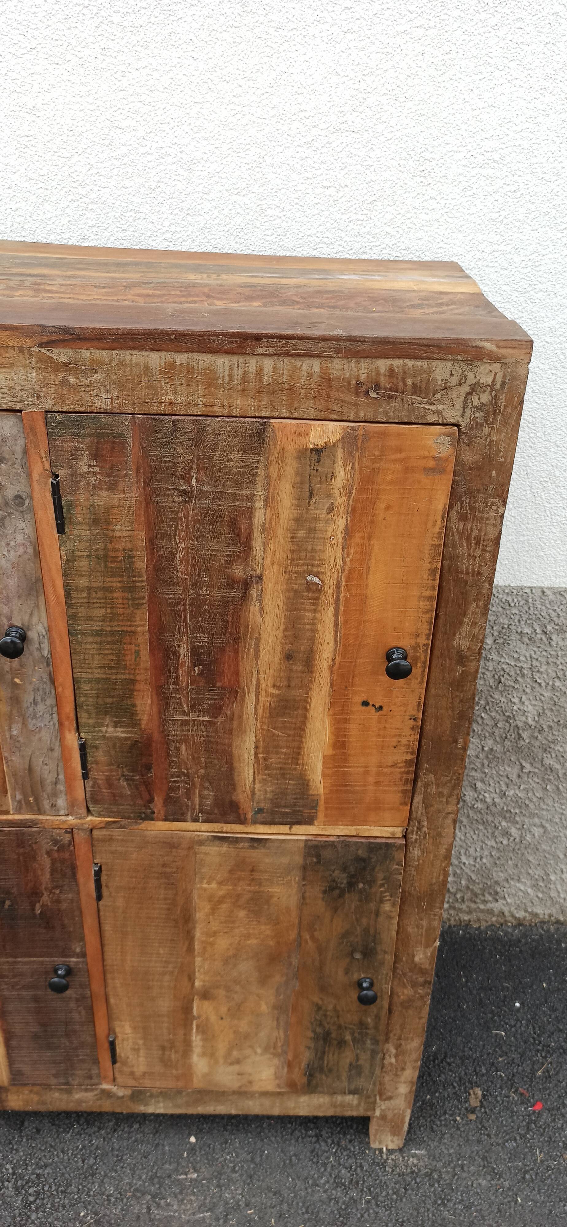 Old wooden cabinet. 8 doors.