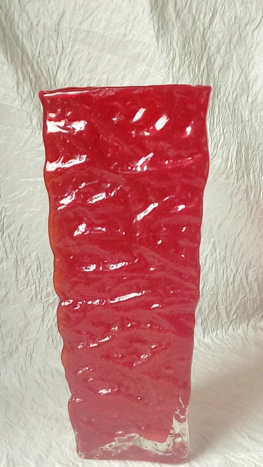 Triangular glass vase waffle effect years 70'