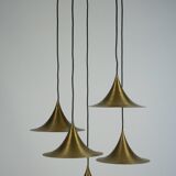 Fog & Morup, Midcentury Brass Pendant with Five Pendant Drops. Danmark 1960