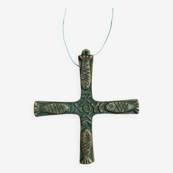 Croix en bronze motifs poissons