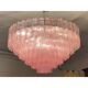 Contemporary pink "tronchi" murano glass chandelier in venini style