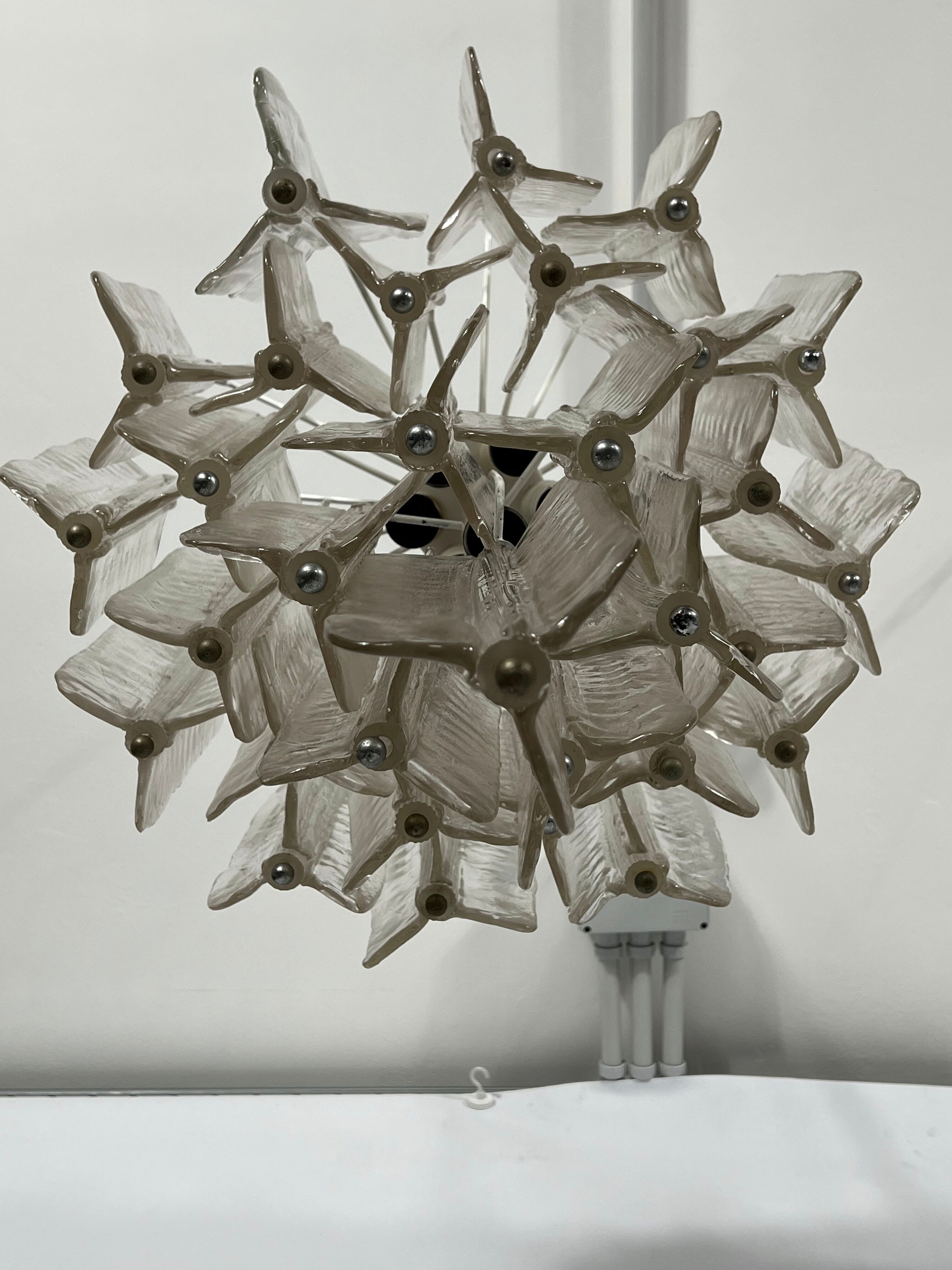 Pair of Murano glass chandeliers by Toni Zuccheri for Venini