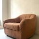 Velvet armchair in peach-orange, Steiner Paris France 1970