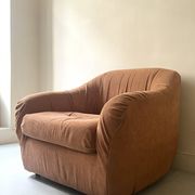 Velvet armchair in peach-orange, Steiner Paris France 1970