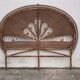 Large vintage headboard in woven rattan fan / Peacock 180cm