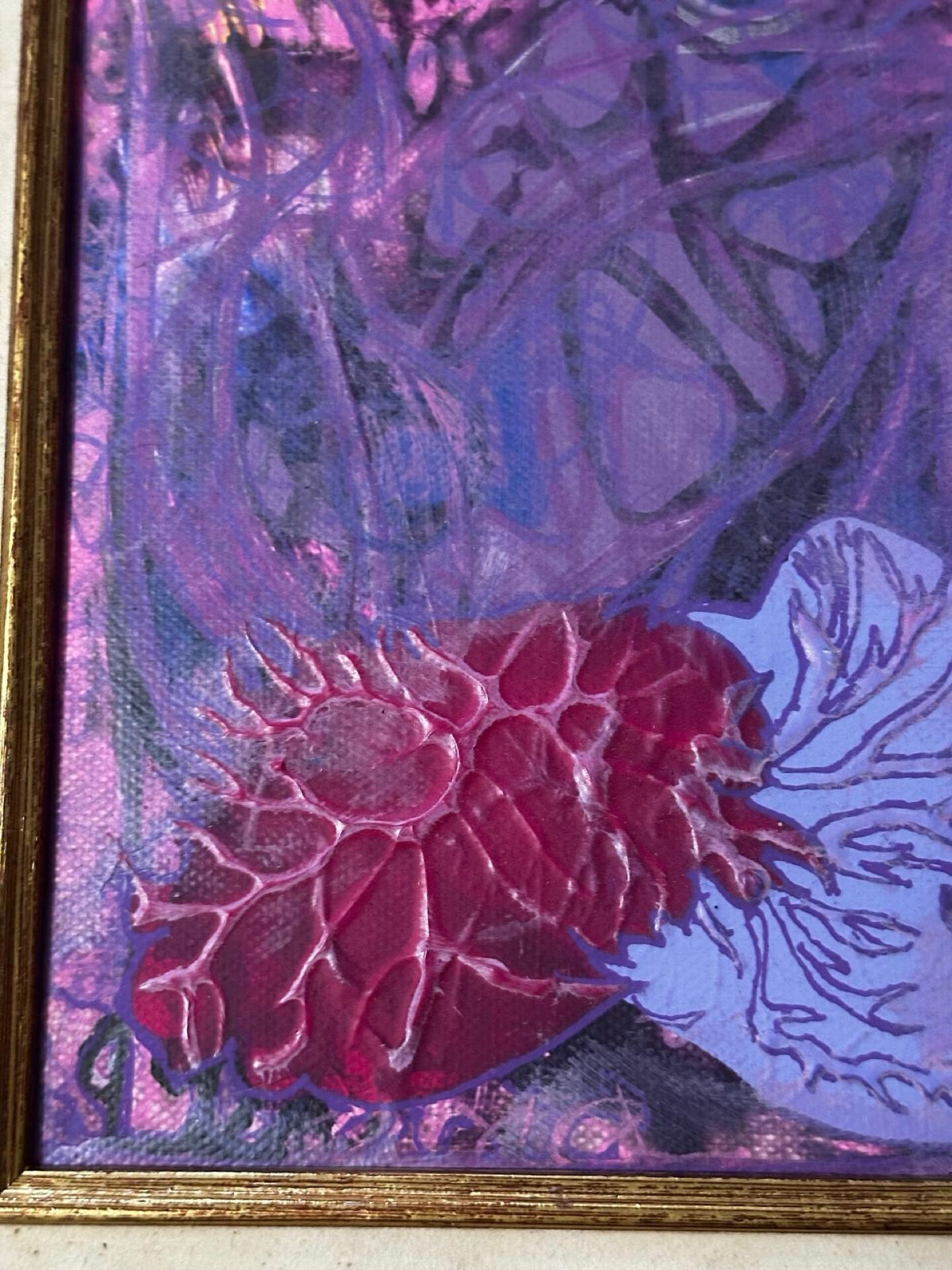 Abstract painting signed Bernard Ledain (1944-2024), mixed media on