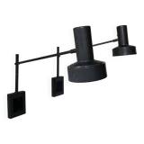 Pair of vintage adjustable wall lights, matte black metal, France 1960s