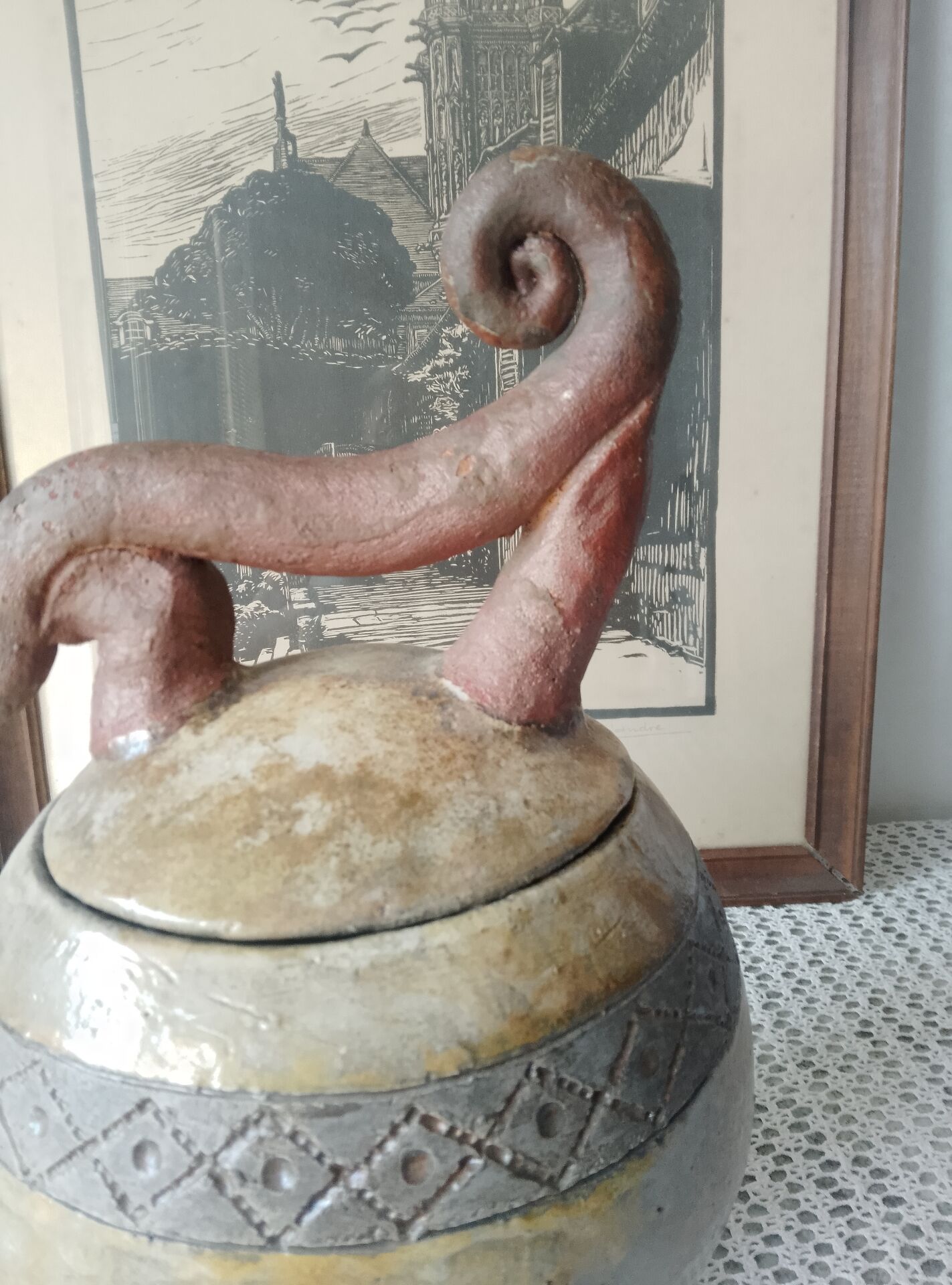 Art ceramic vase signed – Pre-Columbian style / Vallauris spirit