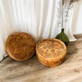 Pair of leather poufs