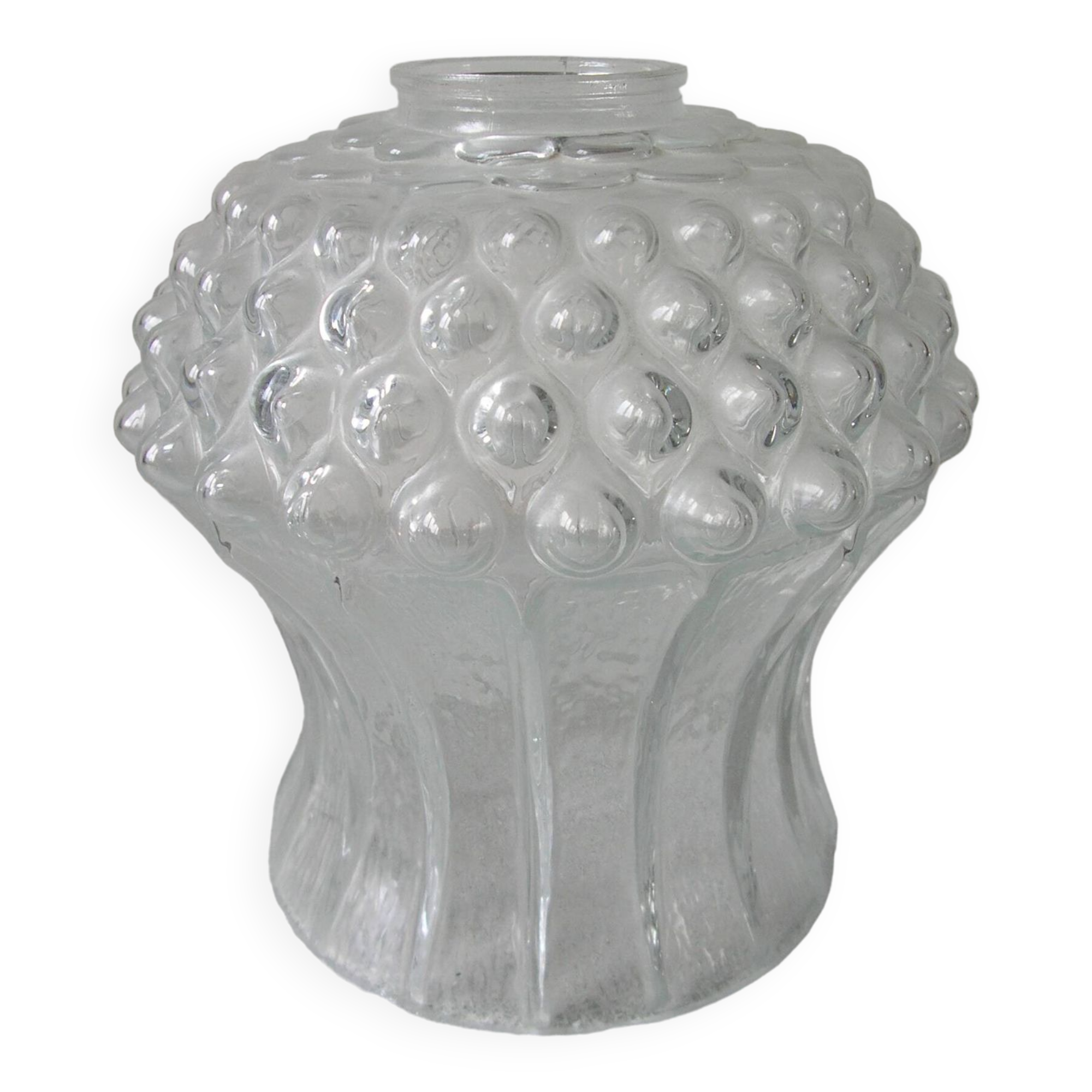 Old globe lamp shade chandelier lighting fixture in glass relief decor 16 cm