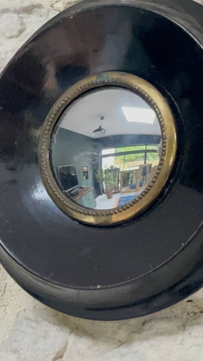 Pair of witch mirrors Napoleon III, 12cm, antique glass, curiosity, antique, black