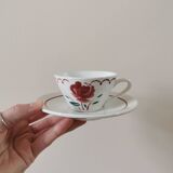 Badonviller retro mugs, red rose