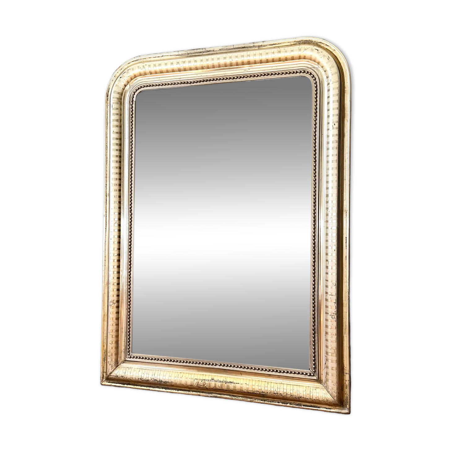 Louis-Philippe antique mirror with silver leaf, 19th century.