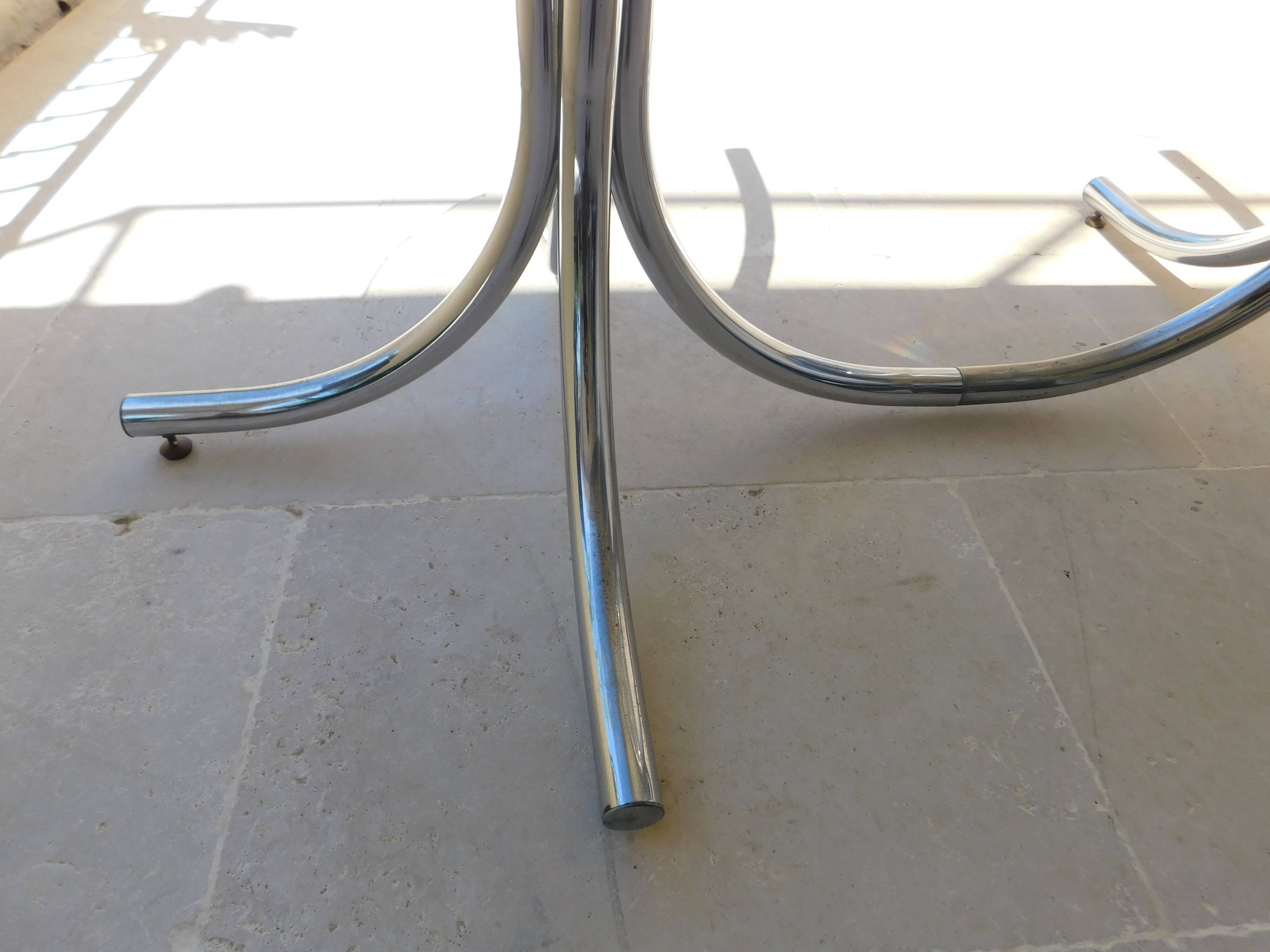 Vintage 70 ' glass table top chrome plated feet