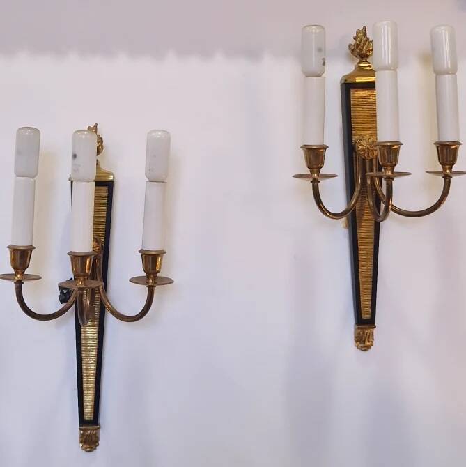 Pair of Maison Bagués style  Torch Sconces